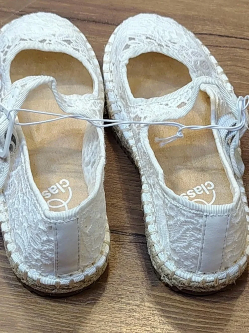 art class White Lace Mary Jane Espadrille Mules